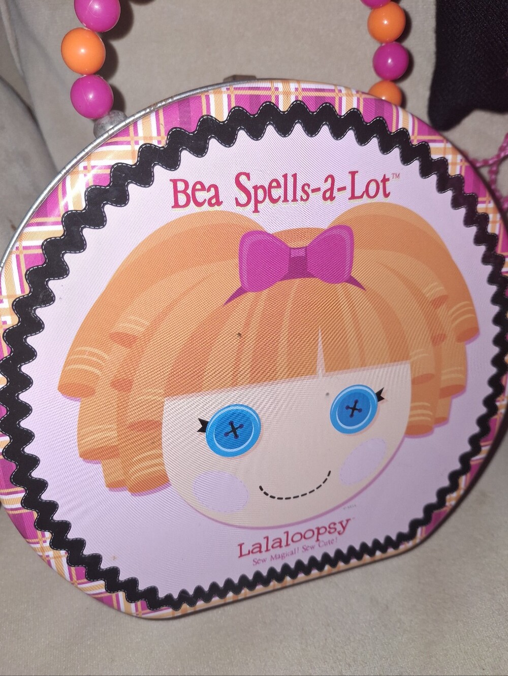 Lalaloopsy "Bea Spells-a-Lot" Pink Pocketbook Tin Some Spots Inside